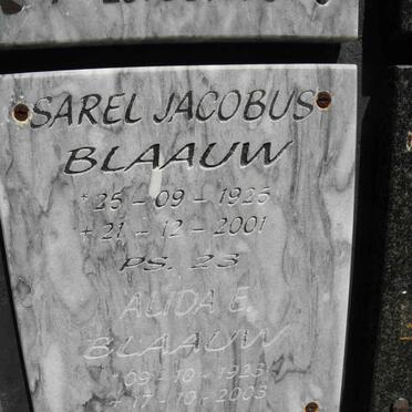 BLAAUW Sarel Jacobus 1925-2001 &amp; Alida E. 1923-2003