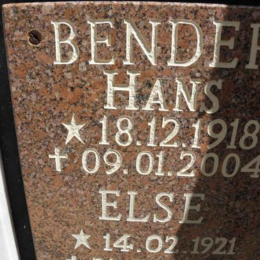 BENDER Hans 1918-2004 &amp; Else 1921-2009