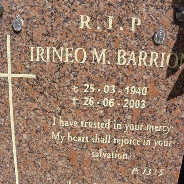 BARRION Irineo M. 1940-2003