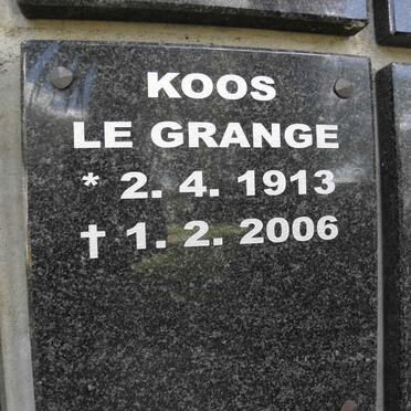 GRANGE Koos, le 1913-2006