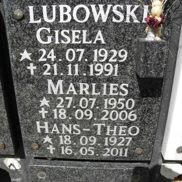LUBOWSKI Hans-Theo 1927-2011 &amp; Gisela 1929-1991 :: LUBOWSKI Marlies 1950-2006
