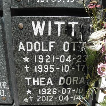 WITT Adolf Otto 1921-1995 &amp; Thea Dora 1926-2012