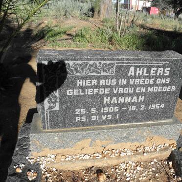AHLERS Hannah 1905-1954