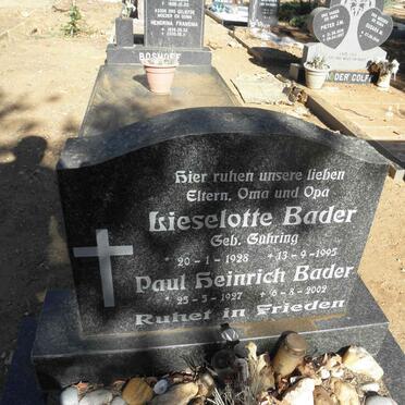 BADER Paul Heinrich 1927-2002 &amp; Lieselotte GUHRING 1928-1995