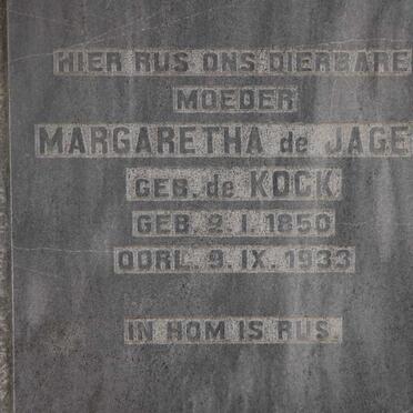 JAGER Margaretha, de nee DE KOCK 1850-1933