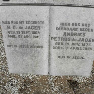 JAGER Andries Petrus, de 1875-1955 &amp; H.C. 1868-1945