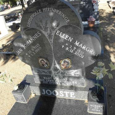JOOSTE Jan Johannes 1925-1990 &amp; Ellen Margret 1922-2002
