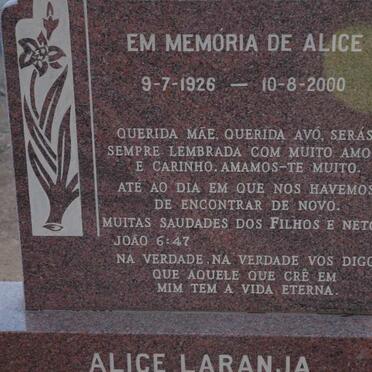 LARANJA Alice 1926-2000