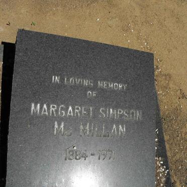 MC MILLAN Margaret Simpson 1884-1971