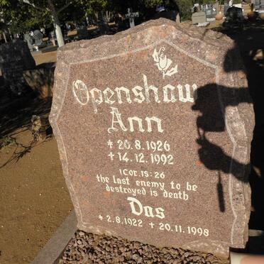 OPENSHAW Das 1922-1998 &amp; Ann 1926-1992