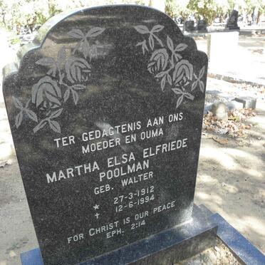 POOLMAN Martha Elsa Elfriede nee WALTER 1912-1994