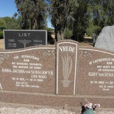 SCHALKWYK Gert, van 1905-1993 &amp; Anna Jacoba REED 1912-1960
