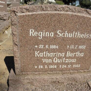 SCHULTHEISS Regina 1884-1952 :: VON QUITZOW Katharina Bertha 1908-2003