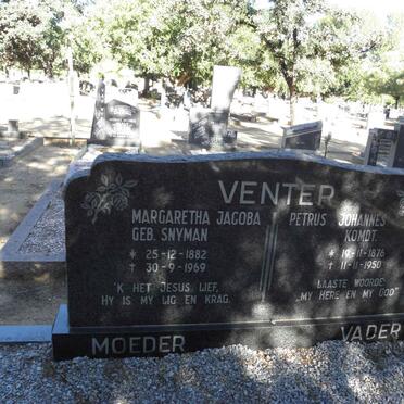 VENTER Petrus Johannes 1876-1950 &amp; Margaretha Jacoba SNYMAN 1882-1969