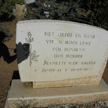 ? Jeanette nee HAGEN 1941-1990