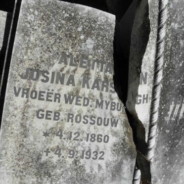 ? KARS?N Aletta Josina voorheen MYBURGH nee ROSSOUW 1860-1932 