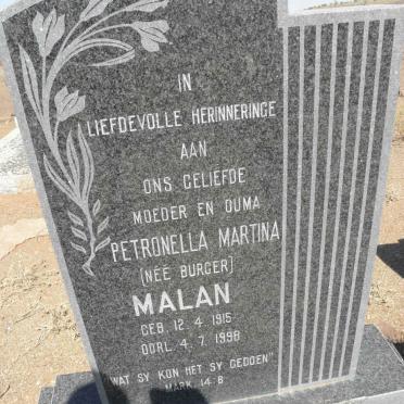 MALAN Petronella Martina nee BURGER 1915-1998