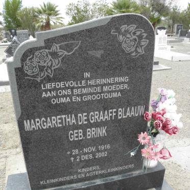 BLAAUW Margaretha De Graaf nee BRINK 1916-2002