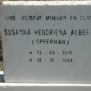 ALBERTS Susanna Hendriena nee OPPERMAN 1910-1989