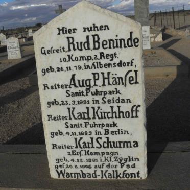 BENINDE Rud :: HÄNSEL Aug.P. :: KIRCHHOFF Karl :: SCHURMA Karl
