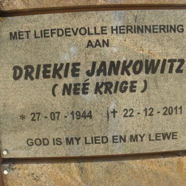 JANKOWITZ Driekie nee KRIGE 1944-2011