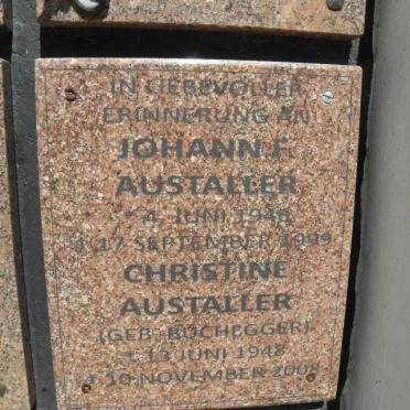 AUSTALLER Johann F. 1946-1999 &amp; Christine BUCHEGGER 1948-2008