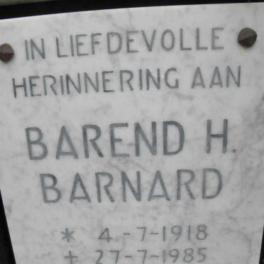 BARNARD Barend H. 1918-1985