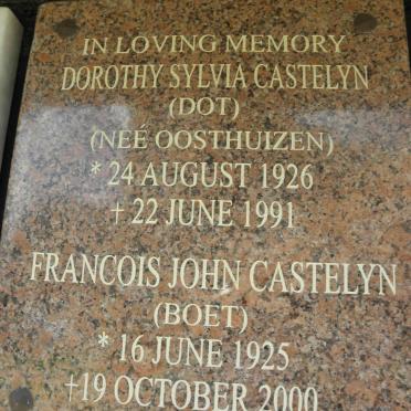 CASTELYN Francois John 1925-2000 &amp; Dorothy Sylvia OOSTHUIZEN 1926-1991