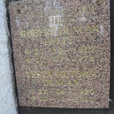 DUNCAN Robert  1915-1973 &amp; Vesta Victoria 1920-2010