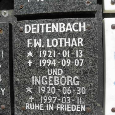 DEITENBACH F.W. Lothar 1921-1994 &amp; Ingeborg 1920-1997