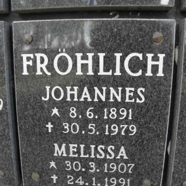 FRÖHLICH Johannes 1891-1979 &amp; Melissa 1907-1991