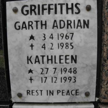 GRIFFITHS Garth Adrian 1967-1986 :: GRIFFITHS Kathleen 1948-1993