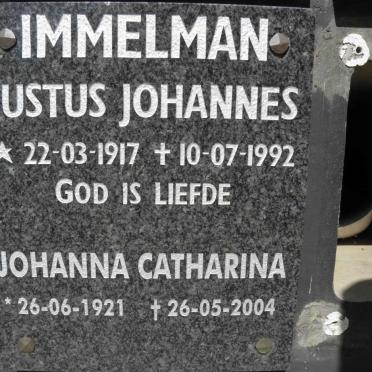 IMMELMAN Justus Johannes 1917-1992 &amp; Johanna Catharina 1921-2004