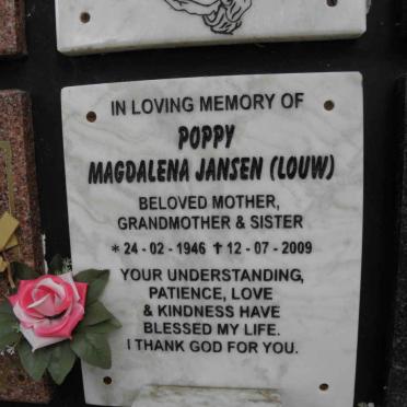 JANSEN Poppy Magdalena nee LOUW 1946-2009