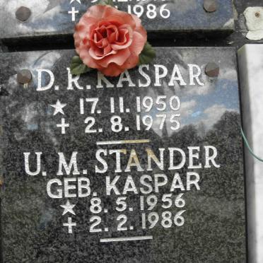 KASPAR D.R. 1950-1975 :: STANDER U.M. nee KASPAR 1956-1986