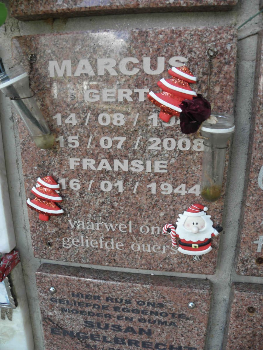 MARCUS Gert 194?-2008 &amp; Fransie 1944-