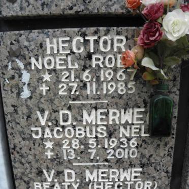 MERWE Jacobus Nel, v.d. 1936-2010 &amp; Beaty voorheen HECTOR 1939- :: HECTOR Noel Roe? 1967-1985