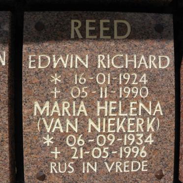 REED Edwin Richard 1924-1990 &amp; Maria Helena VAN NIEKERK 1934-1996