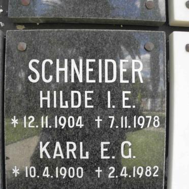 SCHNEIDER Karl E.G. 1900-1982 &amp; Hilde I.E. 1904-1978
