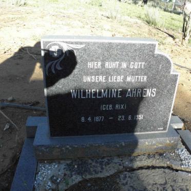 AHRENS Wilhelmine nee RIX 1877-1951