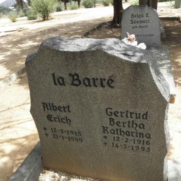 BARRE Albert Erich, la 1915-1989 &amp; Gertrud Bertha Katharina 1916-1995