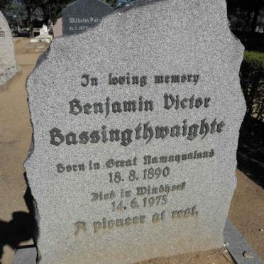 BASSINGTHWAIGHTE Benjamin Victor 1890-1975