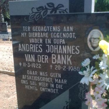 BANK Andries Johannes, van der 1922-1980