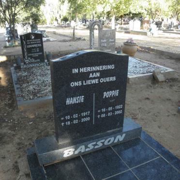 BASSON Hansie 1917-2000 &amp; Poppie 1922-2002