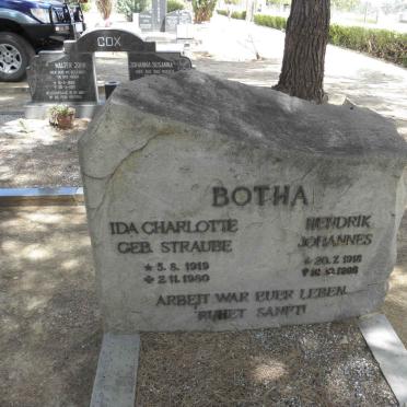 BOTHA Hendrik Johannes 1918-1998 &amp; Ida Charlotte STRAUBE 1919-1980