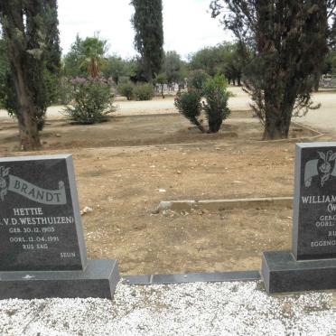 BRANDT William Frederick 1905-1985 &amp; Hettie V.D. WESTHUIZEN 1905-1991