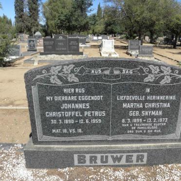 BRUWER Johannes Christoffel Petrus 1890-1959 &amp; Martha Christina SNYMAN 1899-1973