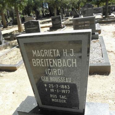 BREITENBACH Magrieta H.J. nee ROUSSEAU 1883-1977