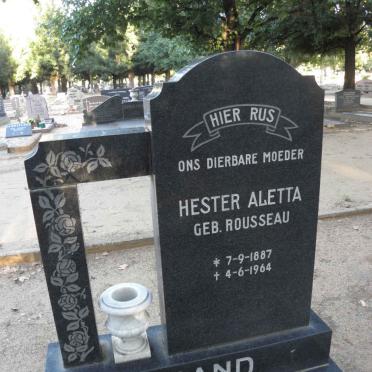 BRAND Hester Aletta nee ROUSSEAU 1887-1964