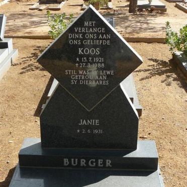 BURGER Jacobus Frederick 1921-1988